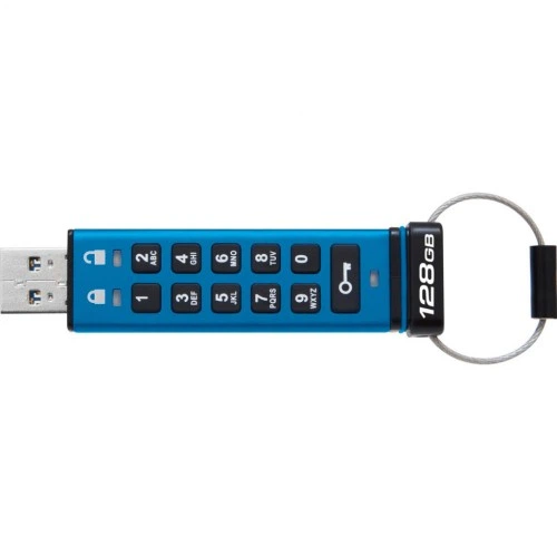 USB флеш накопитель Kingston 128GB IronKey Keypad 200 AES-256 Encrypted Blue USB 3.2 (IKKP200/128GB) Kingston IKKP200/128GB 1075873 - изображение 2