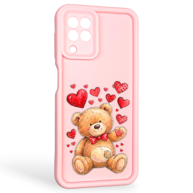 Чохол силіконовий оригінальний Soft Touch з 3D принтом милий ведмедик для Samsung Galaxy M32 4G (SM-M325F) рожевий (Повний захист камери) - Фото 1 Чохол силіконовий оригінальний Soft Touch з 3D принтом милий ведмедик для Samsung Galaxy M32 4G (SM-M325F) рожевий (Повний захист камери) - зображення 1
