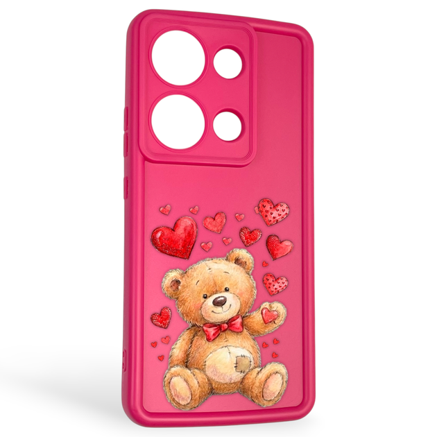 Чохол силіконовий оригінальний Soft Touch з 3D принтом милий ведмедик для Xiaomi Redmi Note 13 Pro 4G малиновий (Повний захист камери) - Фото 1 Чохол силіконовий оригінальний Soft Touch з 3D принтом милий ведмедик для Xiaomi Redmi Note 13 Pro 4G малиновий (Повний захист камери) - зображення 1