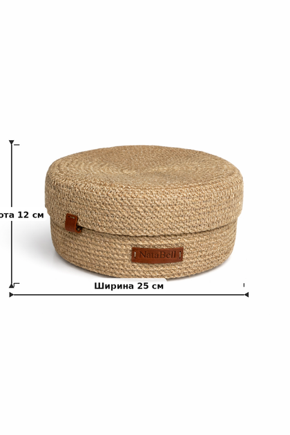 Плетёная корзина с крышкой 25×12 см из джута (1191) - изображение 5