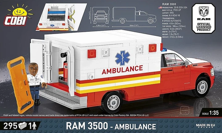 Klocki konstrukcyjne Cobi 24609 Dodge RAM 3500 Ambulance 295 elementy (5902251246099) - obraz 2