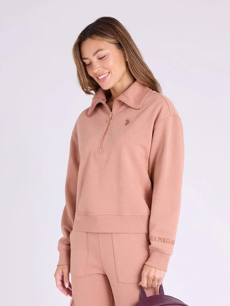 Толстовка на молнии без капюшона женская U.S. Polo Assn 21Q0024-8S00A L Mocha Mousse (786662482636) - изображение 3