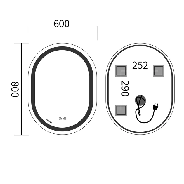 Зеркало MIXXUS PREMIUM 80x60 см с LED Touch димером. (616222) - изображение 7