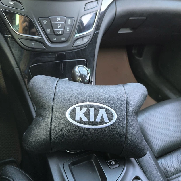 Автодушки 2 шт на подголовник Kia/Киа, натуральная кожа, черные, Подголовник для авто с комфортом - изображение 6