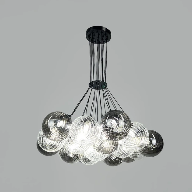 Люстра підвісна Light House LNF-17565/19 BK цоколь G9) чорна з графітовим та прозорим плафоном - зображення 2