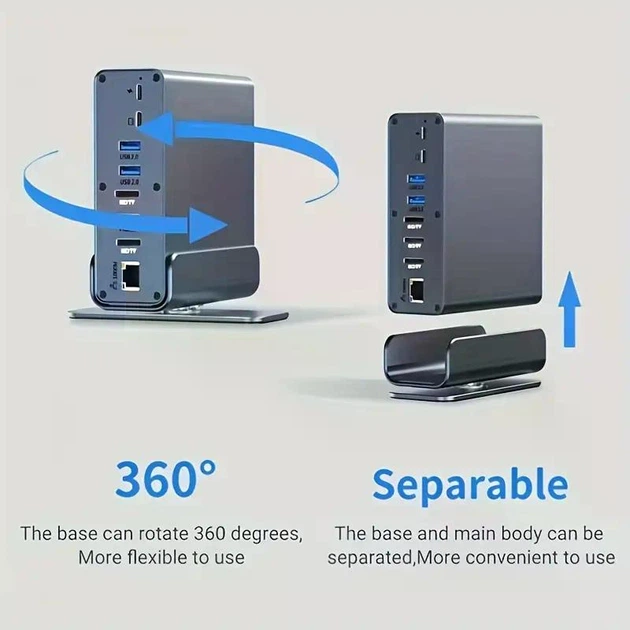 Док-станция 15в1 3xHDTV, розширення на 3 екрани, MST 4K60Hz для Macbook/MSI/Asus/Samsung/Dell/Lenovo/HP/Acer - Фото 5 Док-станция 15в1 3xHDTV, розширення на 3 екрани, MST 4K60Hz для Macbook/MSI/Asus/Samsung/Dell/Lenovo/HP/Acer - изображение 5