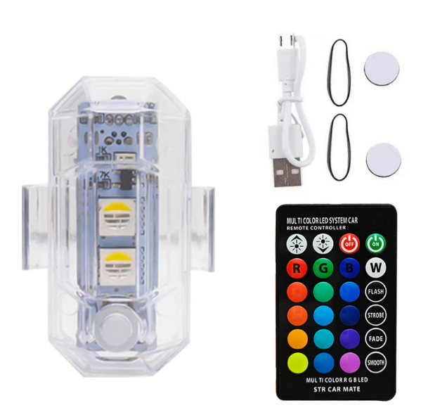 Акумуляторний LED-маячок з дистанційним керуванням RGB — Сигнальне світло для дронів, авто та мото(1світлячок) - зображення 7