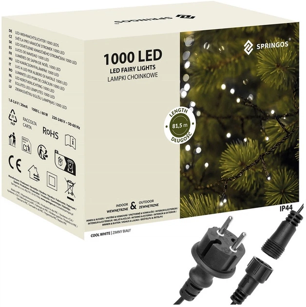 Гирлянда новогодняя Springos 1000 LED 80 м (5907719422053) - Фото 2 Гирлянда новогодняя Springos 1000 LED 80 м (5907719422053) - изображение 2