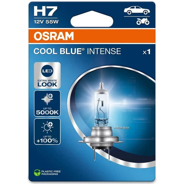 Галогенні лампи Osram H7 Cool Blue Intense +100% 64210CBN-2HB 55w 12V PX26D - Фото 2 Галогенні лампи Osram H7 Cool Blue Intense +100% 64210CBN-2HB 55w 12V PX26D - зображення 2