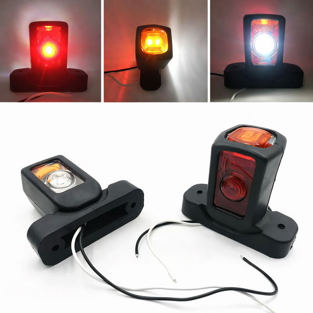 Світлодіодні габаритні LED ріжки 8,5см 12–24 V (червоний + білий + жовтий) комплект 2 шт - зображення 2