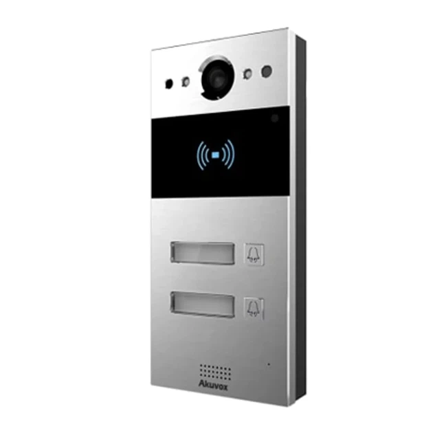 IP-видеопанель на 2 абонента 2Mp Akuvox R20B SIP со считывателем EM-Marine / Mifare / NFC (87-00030) - изображение 2