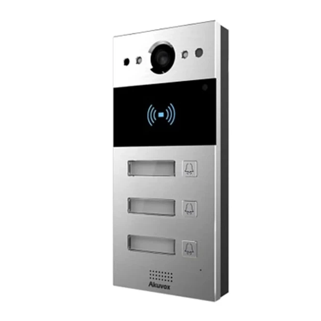 IP-видеопанель на 3 абонента 2Mp Akuvox R20B SIP со считывателем EM-Marine / Mifare / NFC (87-00032) - изображение 2