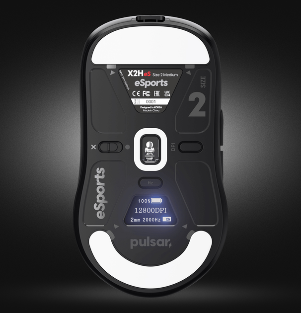 Мышь Pulsar X2H v3 eS Size2 8K Wireless/USB Black (PX2H3ES21
