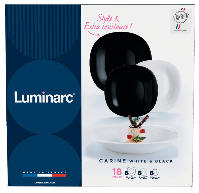 Сервіз столовий Luminarc Carine 18 предметів чорний/білий - изображение 12