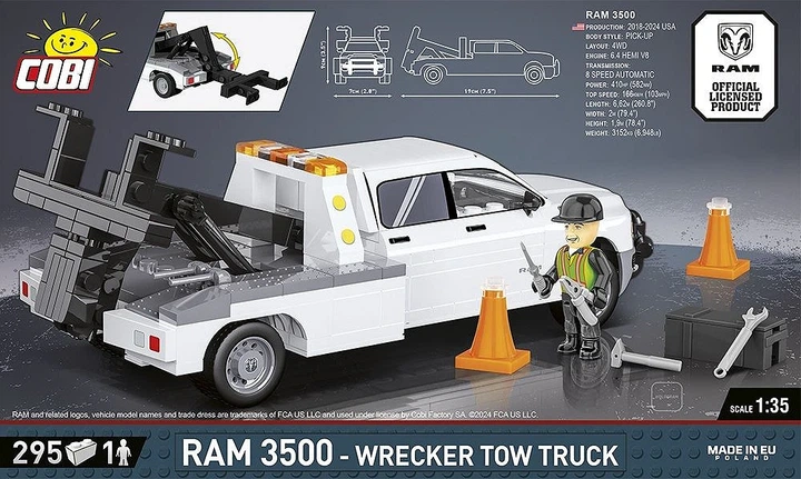 Klocki konstrukcyjne Cobi 24611 Dodge RAM 3500 Laweta 295 elementów (5902251246112) - obraz 2