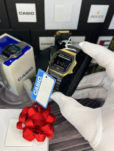 Часы Casio A168WA-1YES. мужской черный-золотистый - Фото 3 Часы Casio A168WA-1YES. мужской черный-золотистый - изображение 3