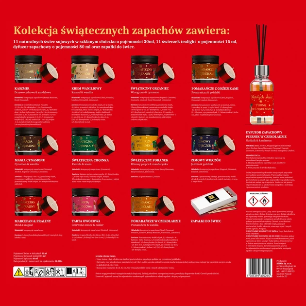 Адвент-календар HiSkin Будинок свічки теаліт 11x15 мл + соєві свічки в баночках 11x30 мл + ароматичний дифузор 80 мл + сірники для свічок (5905359809265) - зображення 4