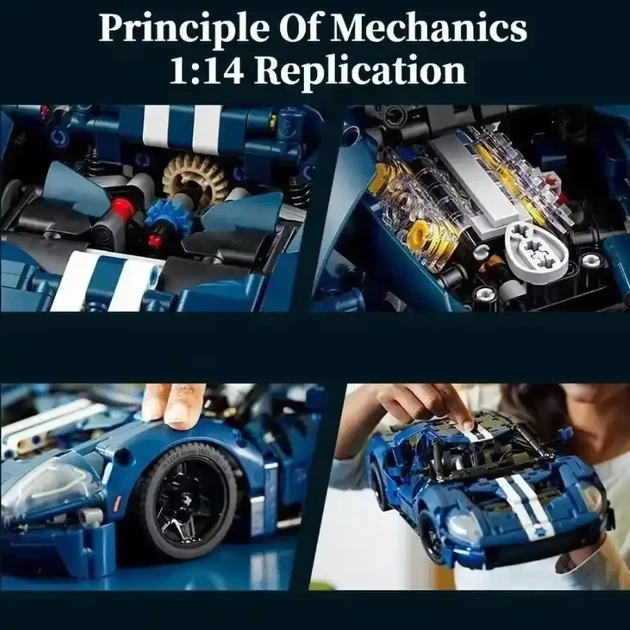 Конструктор Technic FORD GT 1466 деталей машинка гоночная ФОРД синий - Фото 9 Конструктор Technic FORD GT 1466 деталей машинка гоночная ФОРД синий - изображение 9