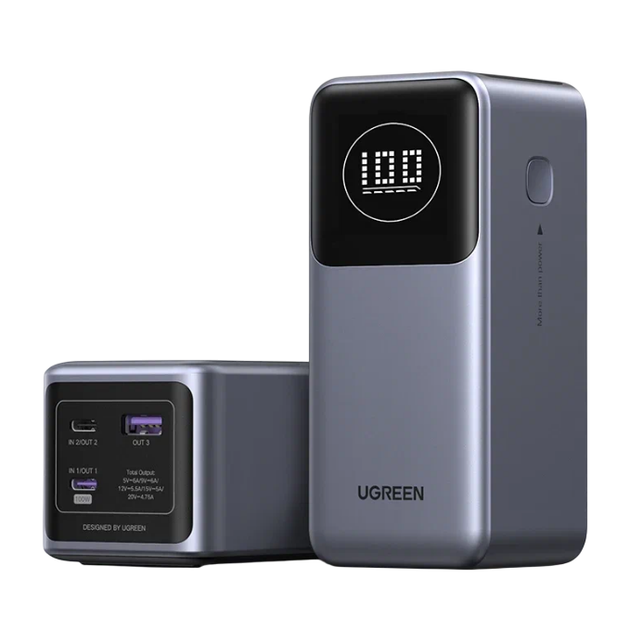 Внешний аккумулятор Ugreen Nexode 20000mAh (100W) портативный повербанк на 3 порта с быстрой зарядкой и кабелем USB-C (PB725) - изображение 8