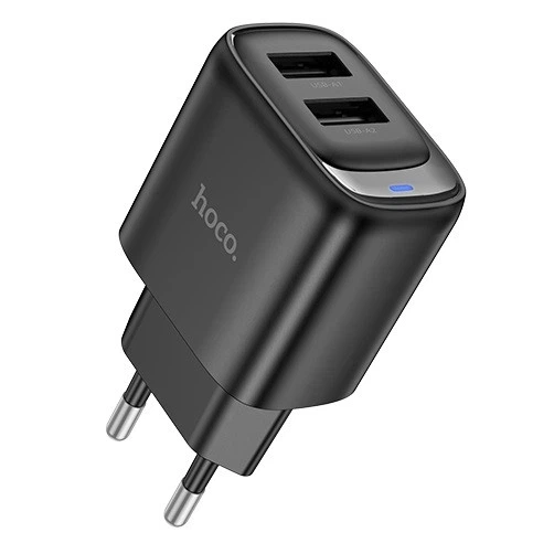 Мережевий зарядний пристрій Hoco C141A Type-C (2×USB, 2.1A) Чорний - Фото 4 Мережевий зарядний пристрій Hoco C141A Type-C (2×USB, 2.1A) Чорний - зображення 4