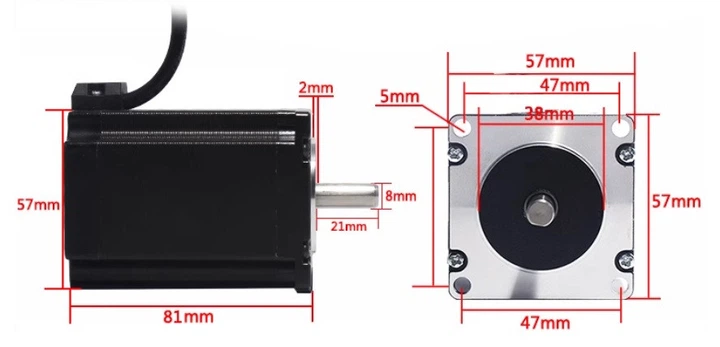 Двигун кроковий 81mm 57HS22-8 (NEMA 23, 2.3 Нм, 3.0 А, 1.8°) - зображення 2