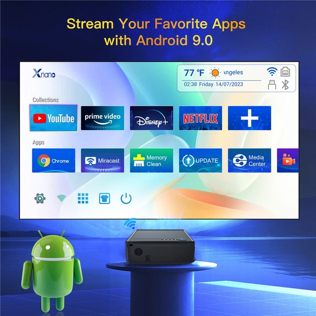 Проектор X7 Android: Яскравість 600 Ansi Lumens, 1920x1080P, Автофокус та Корекція Keystone - изображение 5