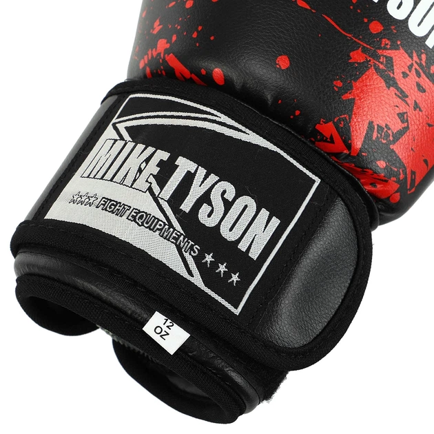 Рукавички боксерські на липучці PVC MIKE TYSON VL-8448 12 унції чорний - зображення 3