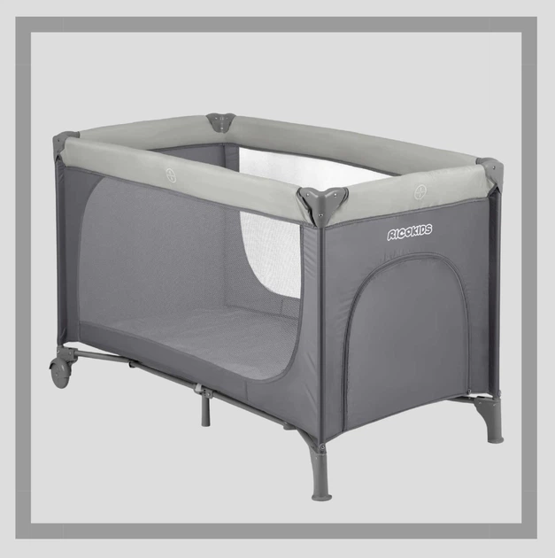 Дитяче ліжечко-манеж Ricokids RK-240 з транспортною сумкою Світло-сірий (724000) - Фото 1 Дитяче ліжечко-манеж Ricokids RK-240 з транспортною сумкою Світло-сірий (724000) - зображення 1