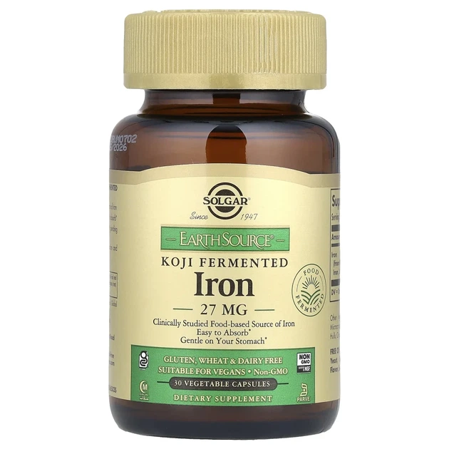 Залізо коджі ферментоване Solgar (Koji Iron) 27 мг 30 капсул (SOL-00534) - изображение 3