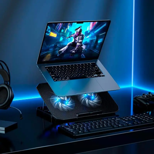 Подставка под ноутбук Hoco GA4 Jade Cooling Stand 12-17" черная - Фото 6 Подставка под ноутбук Hoco GA4 Jade Cooling Stand 12-17" черная - изображение 6