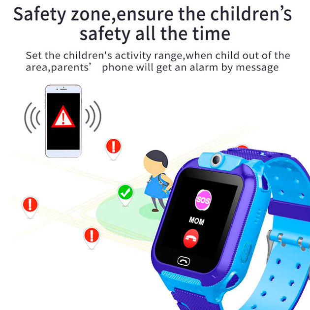 Дитячий смарт годинник телефон Uwatch CW5Z SIM карта, GPS, камера, SOS, вологозахист Blue - зображення 7