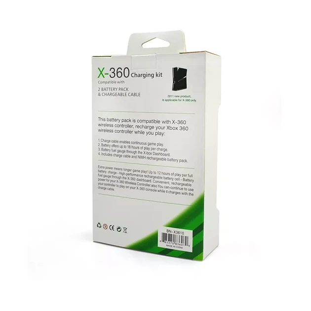 Аккумуляторы и кабель для зарядки для геймпадов Xbox 360 Черный - Фото 3 Аккумуляторы и кабель для зарядки для геймпадов Xbox 360 Черный - изображение 3