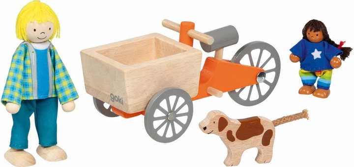 Rower dla lalek Goki drewniany towarowy z dzieckiem i psem 5220557 (4013594514620) - obraz 2