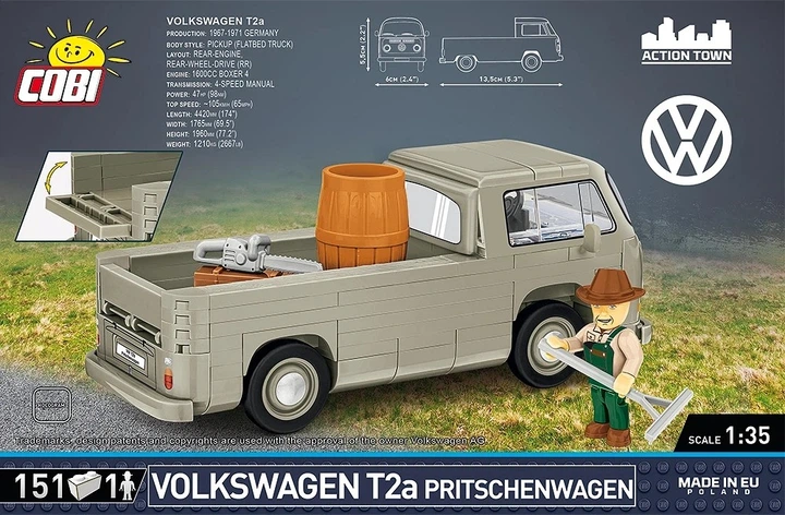 Klocki konstrukcyjne Cobi Volkswagen T 2 a Pritschenwagen 151 szt (COBI-24618) (5902251246181) - obraz 3