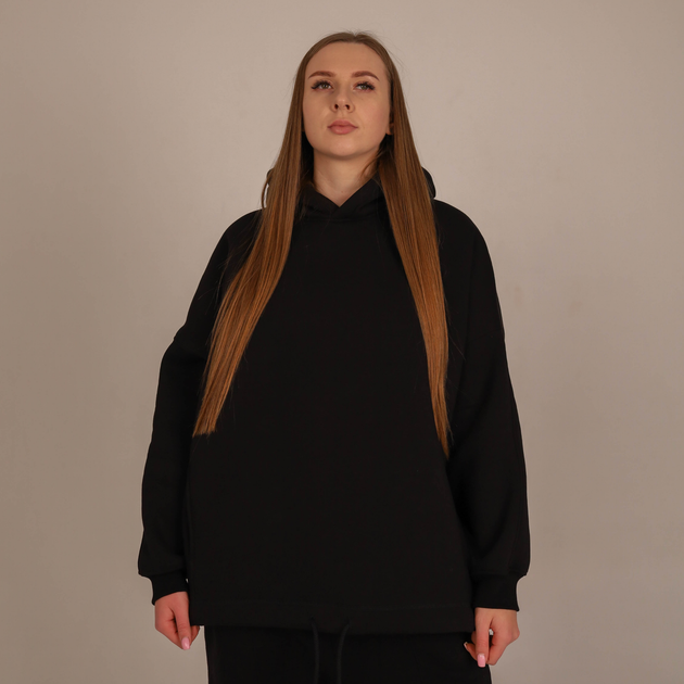Чорне жіноче худі Dido Oversize однотонне з начісом оверсайз (378625) - Фото 7 Чорне жіноче худі Dido Oversize однотонне з начісом оверсайз (378625) - зображення 7