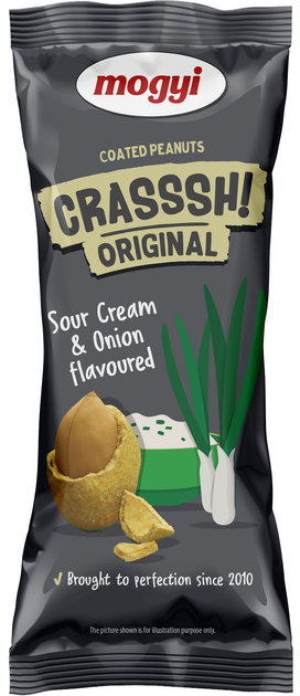 Арахіс в оболонці Mogyi Crasssh Cheese зі смаком цибулі та сметани 60 г - Фото 1 Арахіс в оболонці Mogyi Crasssh Cheese зі смаком цибулі та сметани 60 г - изображение 1