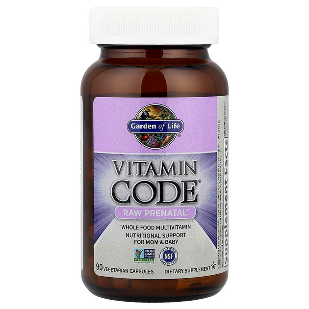 Пренатальний комплекс для вагітних Garden of Life "Vitamin Code" Raw Prenatal, вітаміни та мінерали для мами та дитини (90 вегетаріанських капсул) - зображення 3