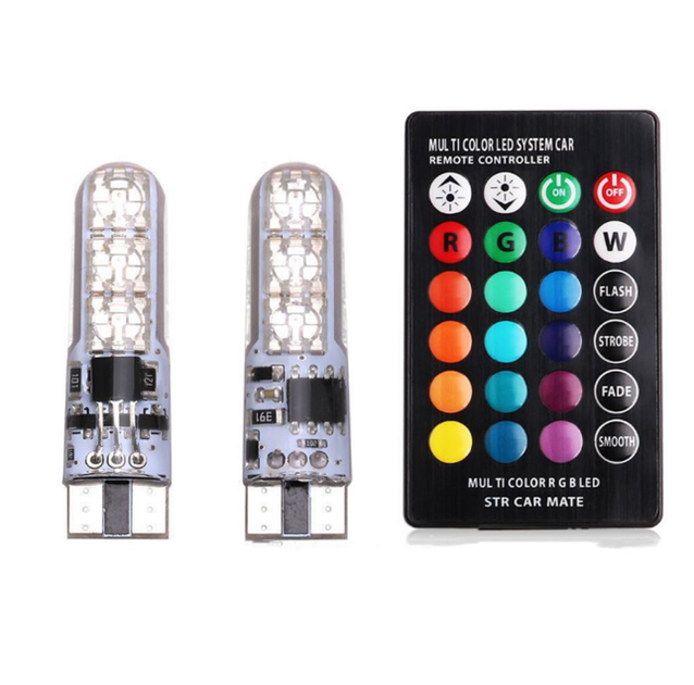 Комплект RGB LED ламп T10 (W5W) с пультом ДУ - Тюнинг подсветки авто (16 цветов) - изображение 5
