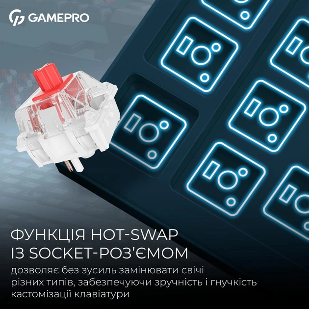 Клавіатура бездротова GamePro Asgard Drakkar Keychron Super Red Switch Blue (MK305BL) ( 18169 ) - зображення 10