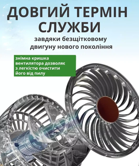 Вентилятор автомобільний 5 дюймів 12V з регулятором швидкості - зображення 9