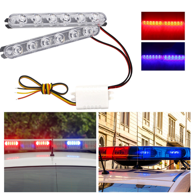 Світлодіодні стробоскопи (мигалки) 2х6 LED 12V — Червоно-синій колір - зображення 8