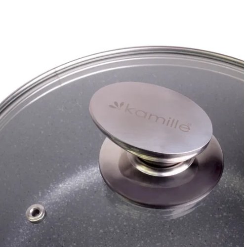Каструля литий алюміній глибока 6,2л 24*16,5см скляна кришка а/п Granite 4427 KAMILLE - изображение 6