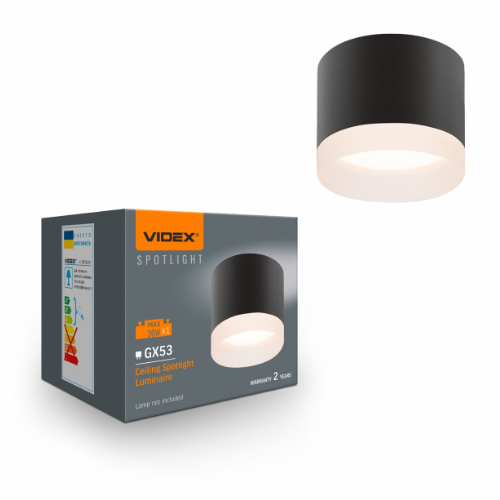 LED Світильник під лампу GX53 накладний чорний VL-SPF25A-B Videx - изображение 2