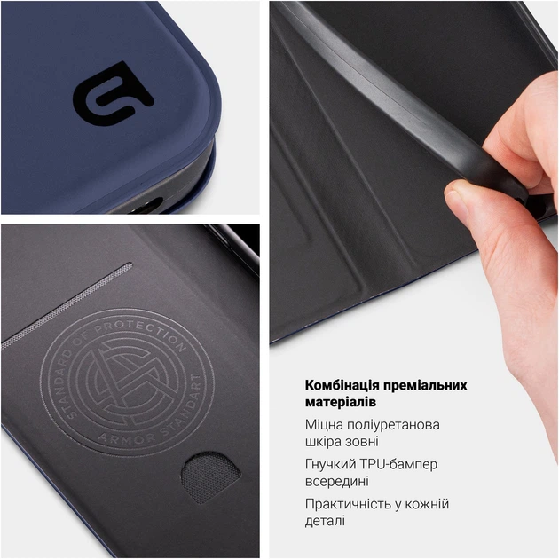 Чехол-книжка для смартфона ArmorStandart OneFold Case для Xiaomi Redmi Note 14 4G Dark Blue (ARM79797) - изображение 3