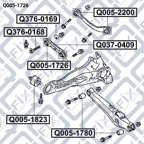 Сайлентблок заднього поздовжнього важеля Q-FIX Q005-1726 OEM 4117A007 MR369662 Lancer Outlander - зображення 8