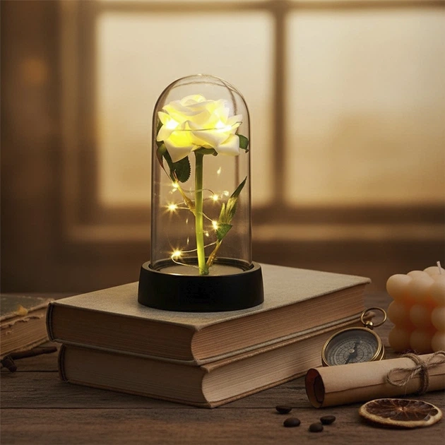 Ночник светильник Р Роза в колбе с LED подсветкой Желтый (28415) - изображение 4