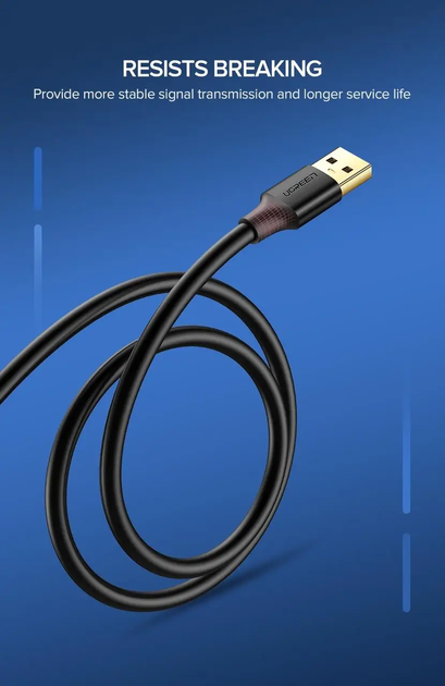 Подовжувач UGREEN US129 USB 3.0 Extension Male Cable 1.5m (Black)(UGR-30126) (UGR-30126) - изображение 5
