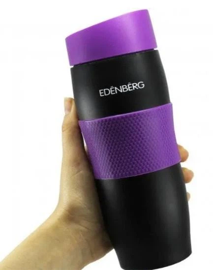 Термокухоль Edenberg EB-622 380 мл з клапаном, фіолетова - зображення 7