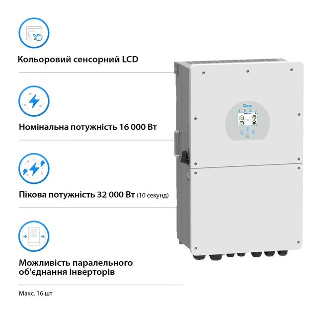 Комплект резервного питания Deye SUN-16K-SG01LP1-EU + Deye SE-F5 Pro-С 3 шт - изображение 3