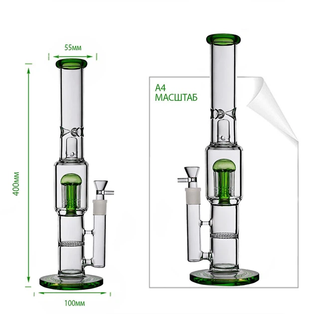 Высокий Стеклянный Бонг С Перколяторами Double Perc - Фото 2 Высокий Стеклянный Бонг С Перколяторами Double Perc - изображение 2